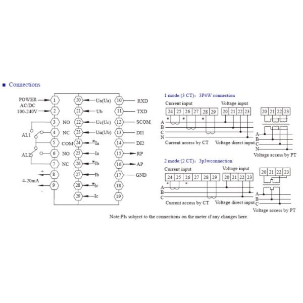 High Accuracy 3 Phase Multifunction Power Mete Modbus RTU Protocol DW9E Series