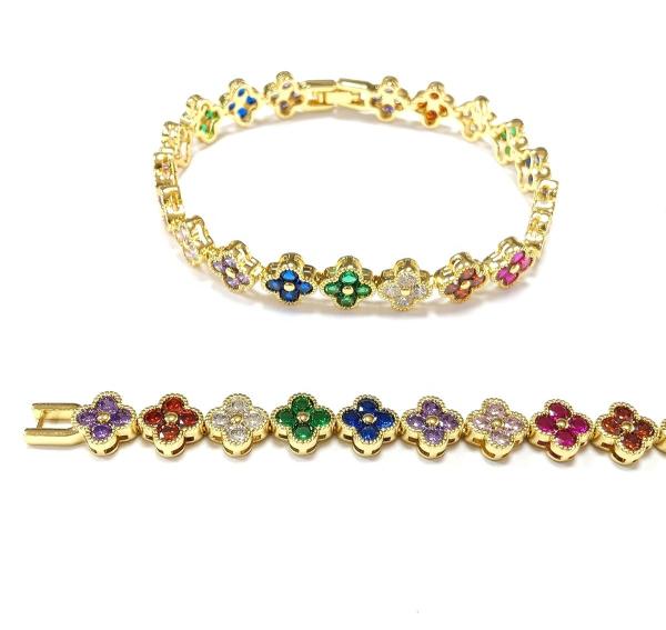 Fresh Water Pearl CZ Stones Tennis Bracelets Plated Custom Jewelry Rainbow Gold Copper Brass for Women