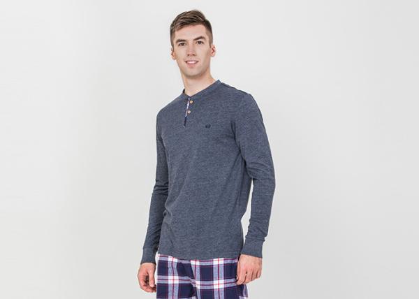 Trendy Mens Jersey Pyjamas Long Sleeves Tee And Woven Yarn Dyed Flannel Long Pants