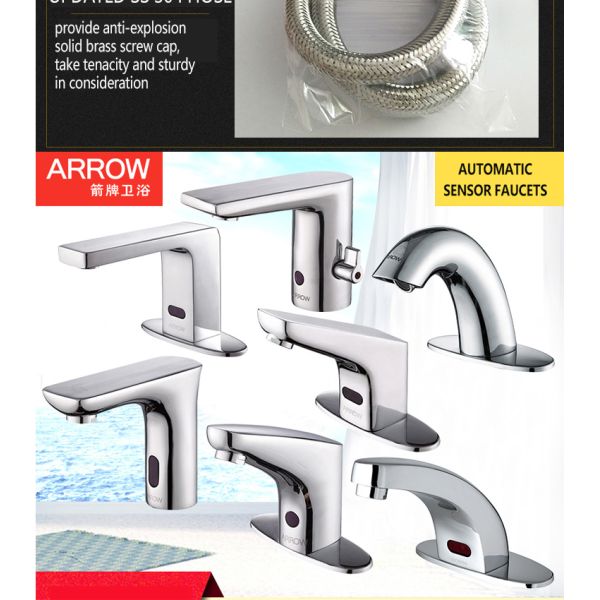 ARROW Brand Touchless Brass Main Body Ceramic Valve Core Infrared Sensor Faucet for Modern Bathrooms
