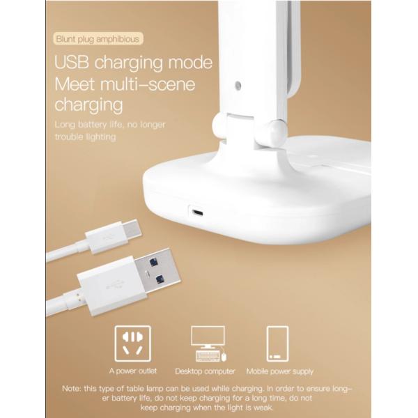 Лампа с регулируемой яркостью, складная лампа исследования ABS 2000MAH чтения стола 7W