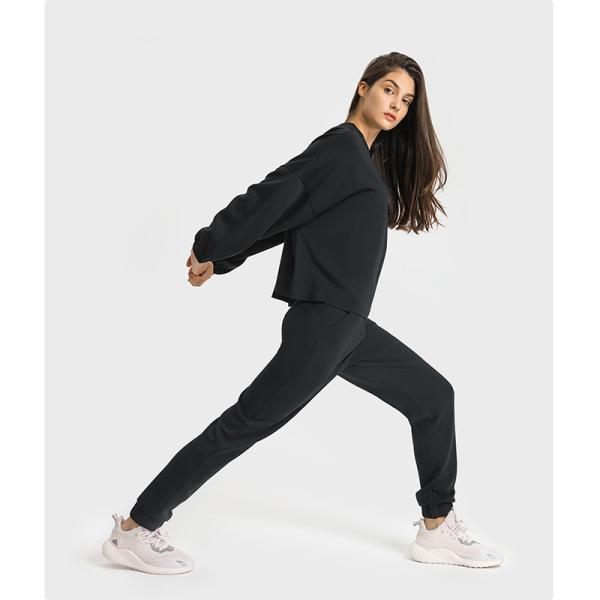 Women Crewneck Long Sleeve Casual Tops Workout Black Hoodies Pullover