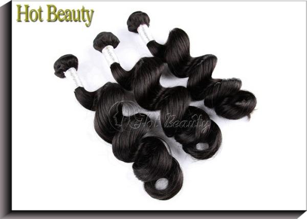 Black Remy Peruvian Virgin Human Hair Extensions 18 22 Loose Wavy Natural Wave