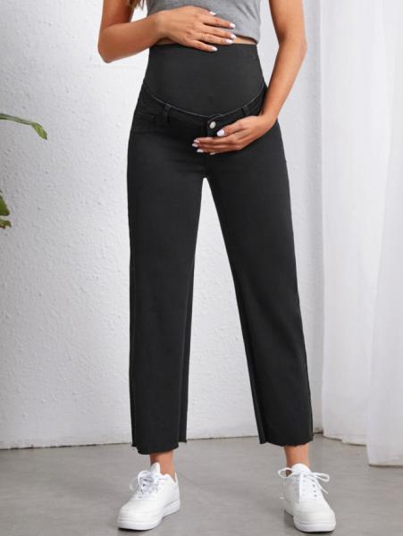 Black stretch high-waisted maternity jeans