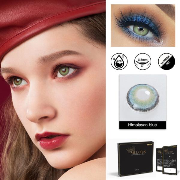 14mm HEMA NVP Natural Looking Colored Blue Eye Contact Lenses Zero Power