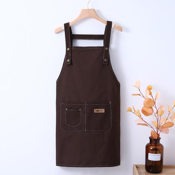 Silk Screen Printed Custom Logo Adjustable Bib Canvas Chef Apron for Women Cooking