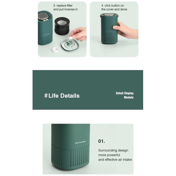 Homefish H13 фильтр рабочий стол Автомобильный очиститель воздуха отрицательный ион 8 миллионов штук/см3