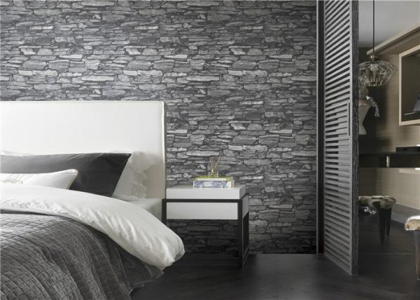 Fashion 3D PVC Wallpaper Non Toxic , 3d Stone Effect Wallpaper CE SGS Listed