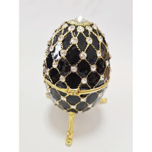 Luxury Faberge Easter Egg Decorative Earring Ring Trinket Holder Box Hand Painted Faberge Egg Style Hinged Jewelry