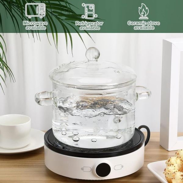 Modern Heat Resistance Glass Cooking Pot Multi Functional Tableware Soup Set