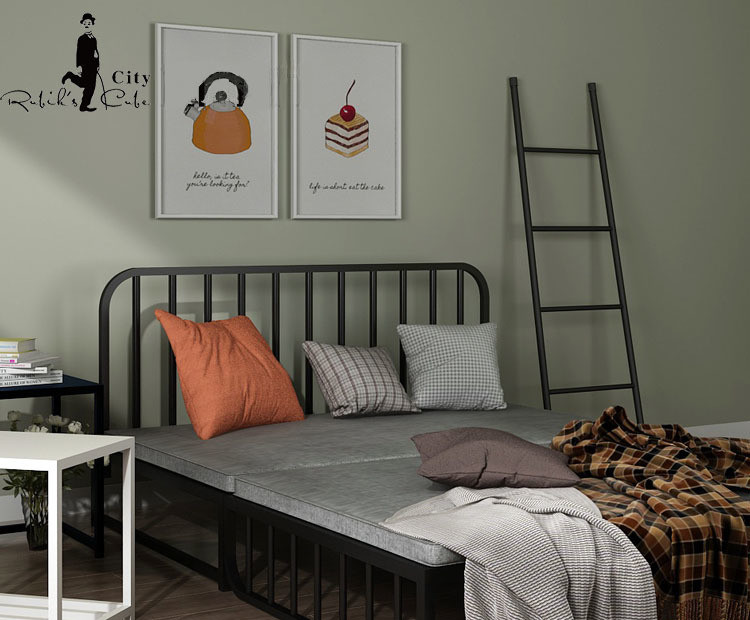 Foldable Sifa Beds for Adults Metal Foldable Bed Table Oak Wood Single Sofa Bed Foldable