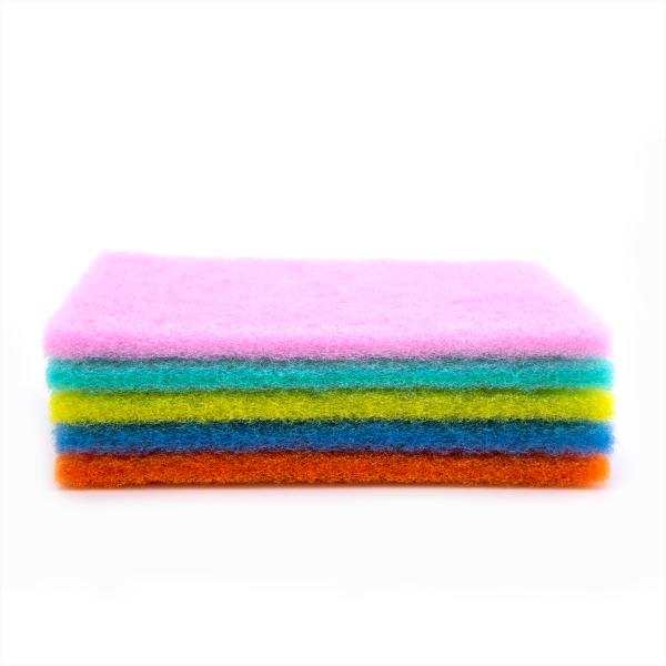 Colorful Tough Scouring Sponge Pad for Long-Lasting Quick-Dry Cleaning on Non-Stick Cookware and Stainless Steel