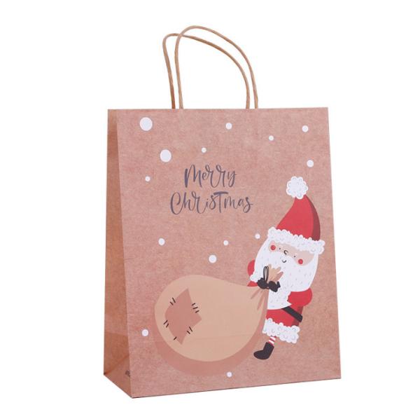 Environmentally Paper Carrying Shopping Bags Brown Flexo printing With Logo