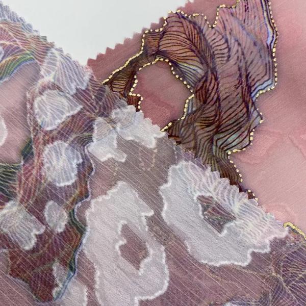 Muslim Custom Flower Plain 100%  Polyester Woven Fabric Pure Colour Chiffon Jacquard Fabric