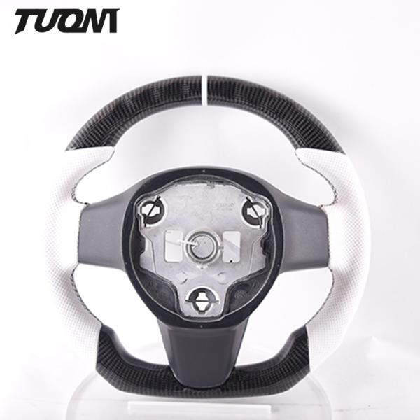 Round Black White Tesla Carbon Steering Wheel Sport Style For Model 3 X Y