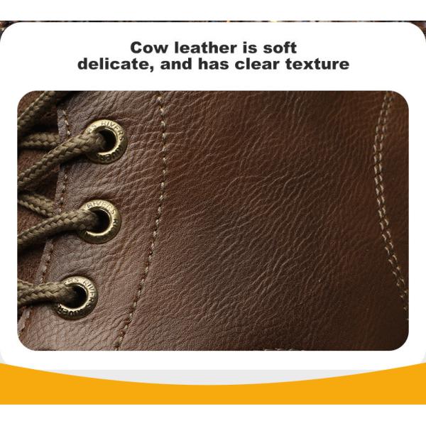 Brown Cowhide Rubber Sole Security Safety Boots Steel Toe Anti Smashing Kevlar Anti Proof Work