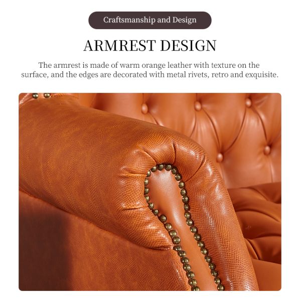 Nidea #8891 HOME Top Chinese Handmade Traditional Genuine Leather Chair Set Wood Legs Bedroom Park Villa Living