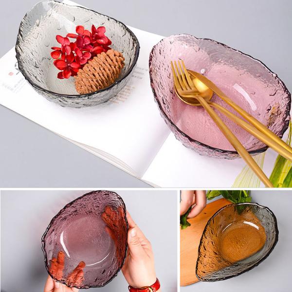 bacia personalizada grossa de 4mm Logo Drip Shaped Glass Salad