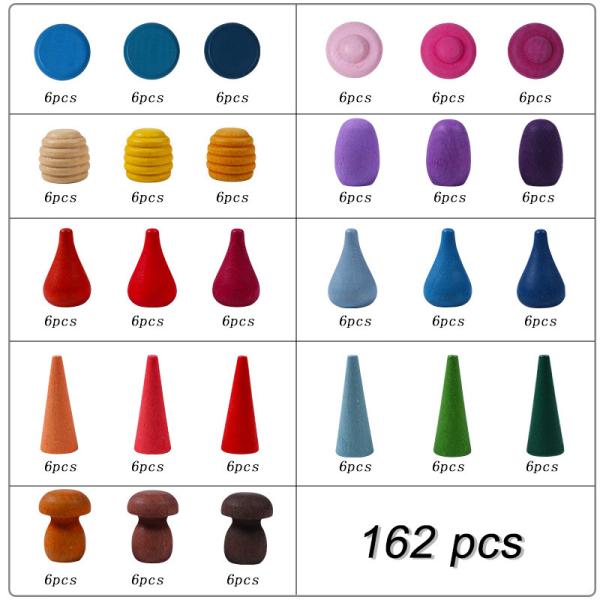 Baby Wooden Constructor Set Nordic Wooden Rainbow Blocks Loose Parts Montessori Educational Toys Children Toddler Baby G