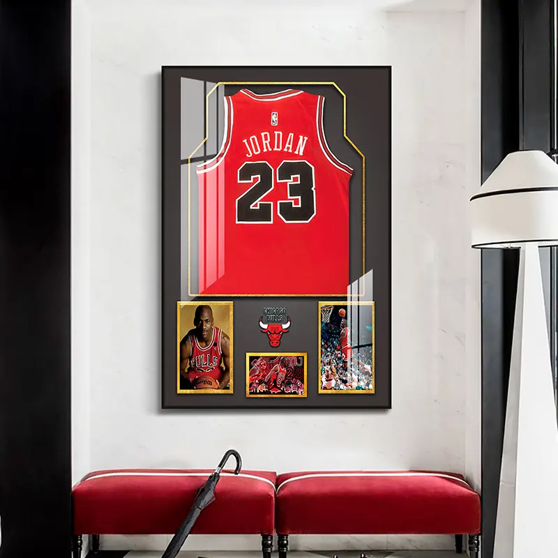 Aluminum Alloy Crystal Porcelain Painting Oil Painting Wall Art With HD NBA Star's Clothes