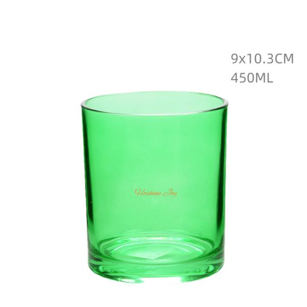 16OZ Jarrões de velas de vidro verde meticulosamente feitos à mão