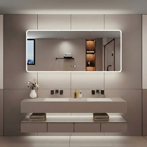 Kingstin LED Mirror Cabinet,Mirror with Defogger & Memory Function, Built-in