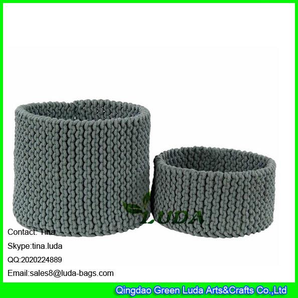 LDKZ-033  Pure color storage basket hand knitted home storage basket large laundry basket