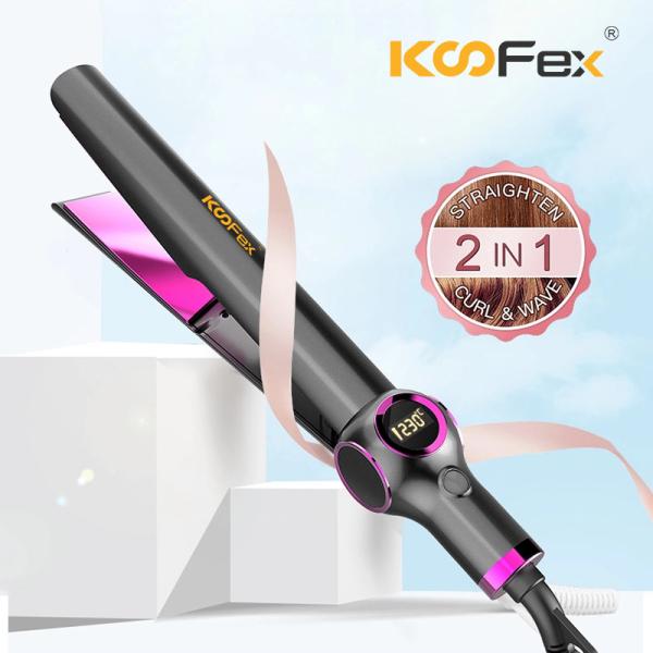 40W Adjustable Temp Flat Iron Hair Straightener LCD Display Instant Heating Up 450℉
