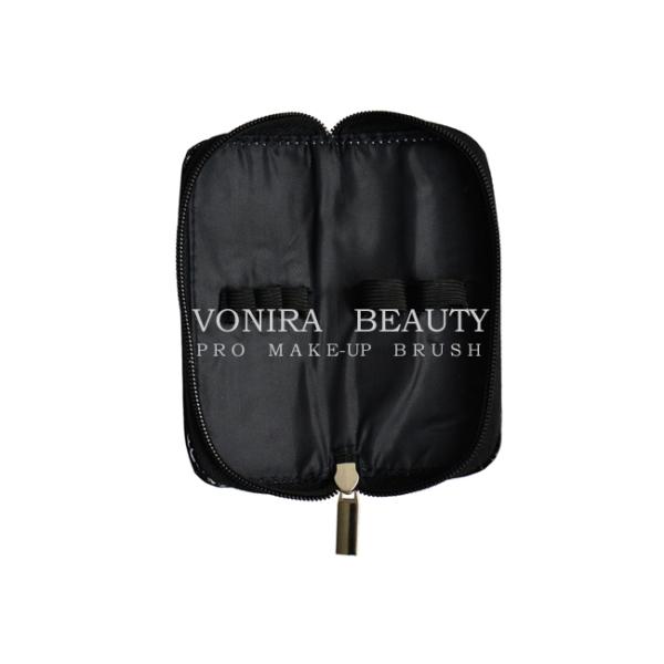 Mini Makeup Brush Bag Cosmetic Pouch Clutch With Zipper For Travel Black
