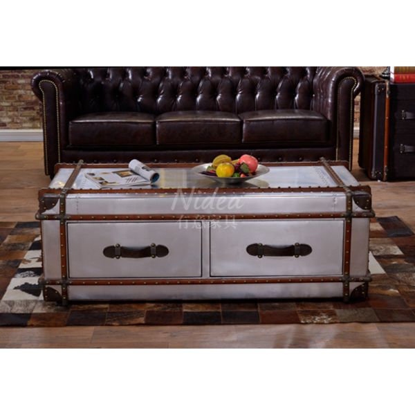 Nidea #8616 Vintage Industrial Retro for Trunk Aluminum Handmade Durable  Lounge Coffee Table Living Room Home Furniture