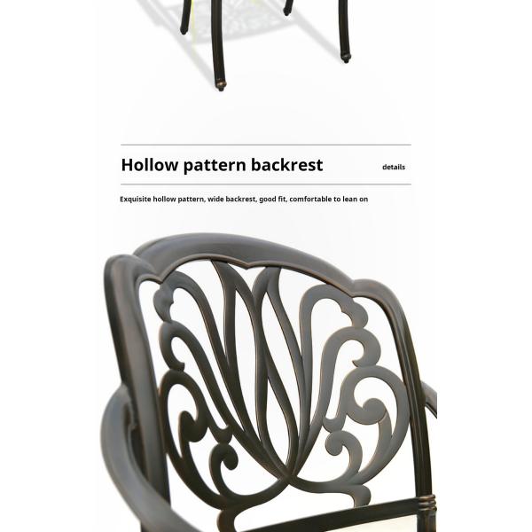 Balcony Dining Wooden Board Courtyard Table And Cast Aluminium Chairs