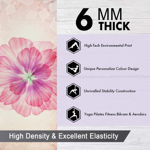 Wholesale OEM Premium Print Yoga Mat for Women Non Slip Exercise Mat with Carrying Strap & Mat Bag