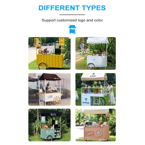 Electric Italian Ice Cream Push Cart Tricycle 220V/380V Voltage 220*87*240cmcm Size