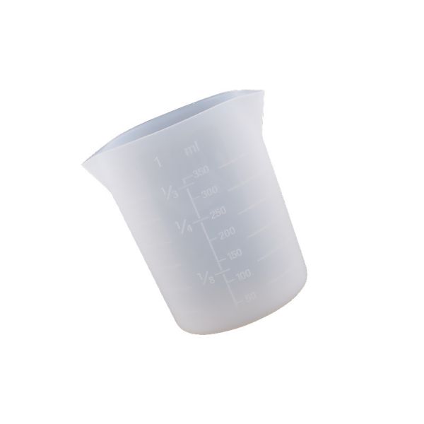 Crystal dropper silicone measuring cup with built-in scale 350ml, 450ml, two spout split flow silicone mold wholesale