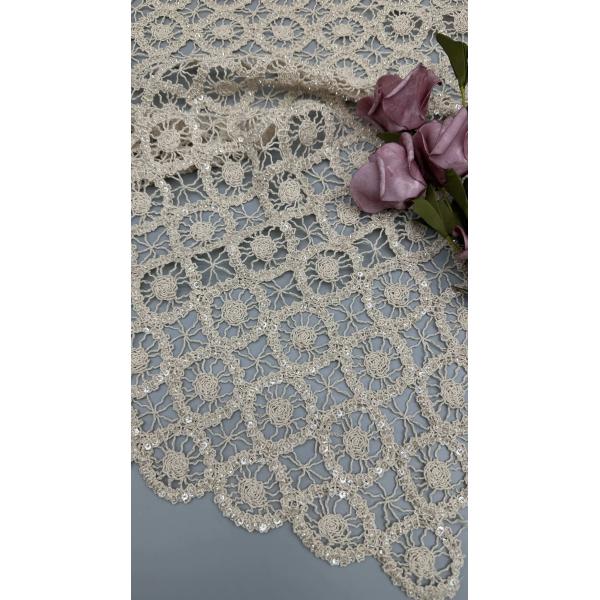 Tejido de encaje de cordón 100% Cotton Circle 100% Cotton para vestidos de noche