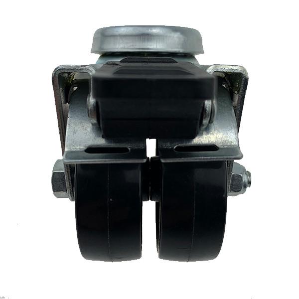 2'' Black Swivel Double Roller Nylon Castor Wheels Twin Wheel Caster With Brake