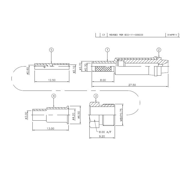 Висеть серебряного разъема Crimp FME Jack женского свободный для кабеля RG174