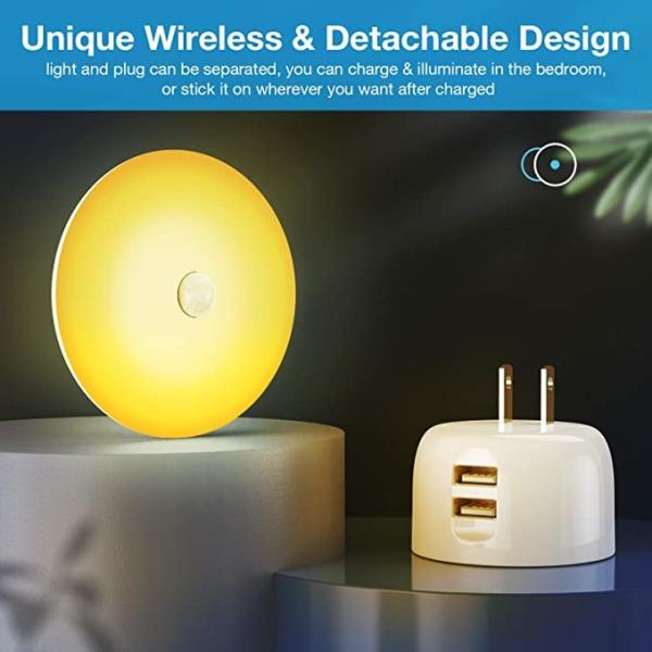 20LM 0.5W Detachable LED Night Light Rechargeable 0.1A With Dual USB Ports