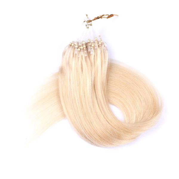 Grampo brasileiro do micro laço do anel em reto de seda da cor do louro 613 do cabelo humano do Weave