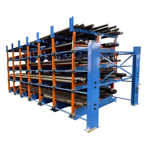 B52: Long Material Storage Roll out Cantilever Rack Bar Stock & Pipe Roll out Cantilever Rack