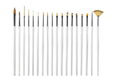 Cosmetic 18 Piece Flat Nail Art Brushes For Makeup / Nail Art Fan Brush