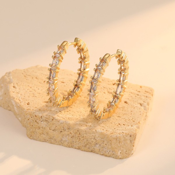 High Quality Gold Plated Brass Earrings Colored Zircon Earrings Fashion Women's Earrings Jewelry Accessories