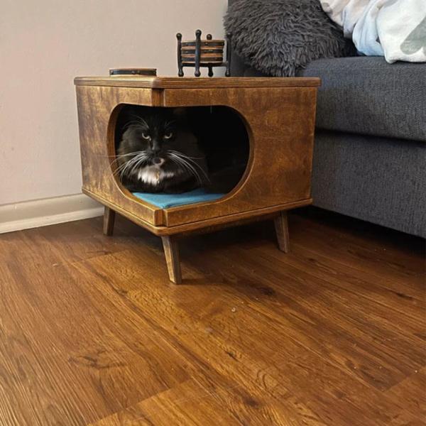 дома кота мебели любимца 39cmx40x40cm коробка Rustical деревянного уютного деревянного крытая