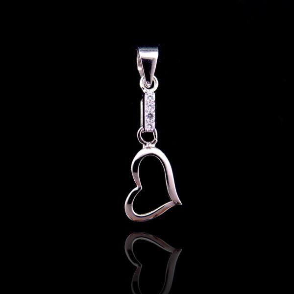 Sweetheart Silver Cubic Zirconia Pendant For Girls Charming OEM Service