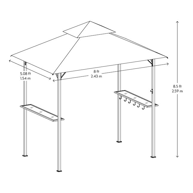 Outdoor Patio Grill Gazebo Tent AJUNION 5x8 Double Tiered BBQ Canopy with Steel Frame