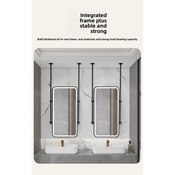 Modern European Intelligent Stainless Rectangle Frame Makeup Creative Hotel Apartment Washroom Hanging Floating IP44 Touch