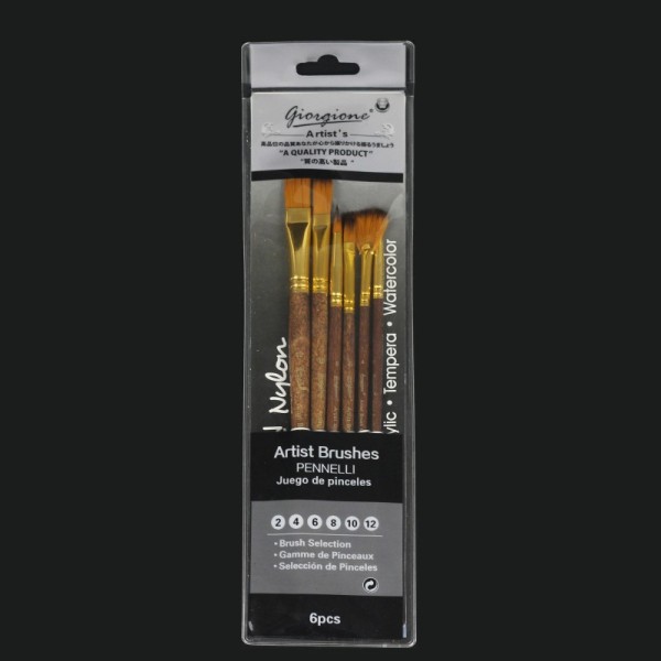 6pcs Solid Wood Pen Holder Exquisite Texture Nylon Brush Art Custom Paint Brushes
