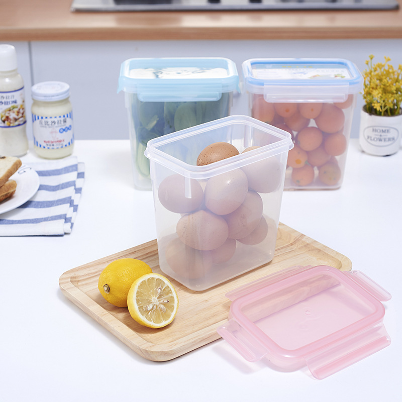 Transparent Rectangular Fresh-Keeping Storage Box for Fruits Vegetables Snacks Grains Moisture-Proof Sealed Jar for Kitchen Use