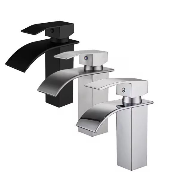Electric Faucets Black Bathroom Water Tap Waterfall Single Wash Basin Sink Mixer Tap