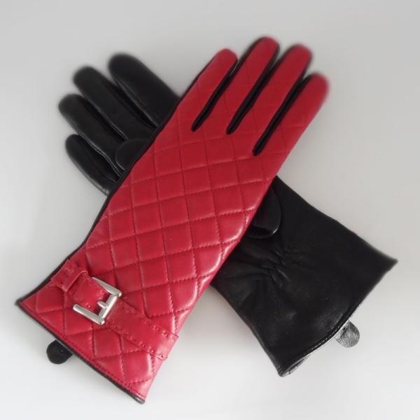 Wool Lined Sheepskin Leather Shearling Gloves Women'S Touchscreen Gloves With Belt